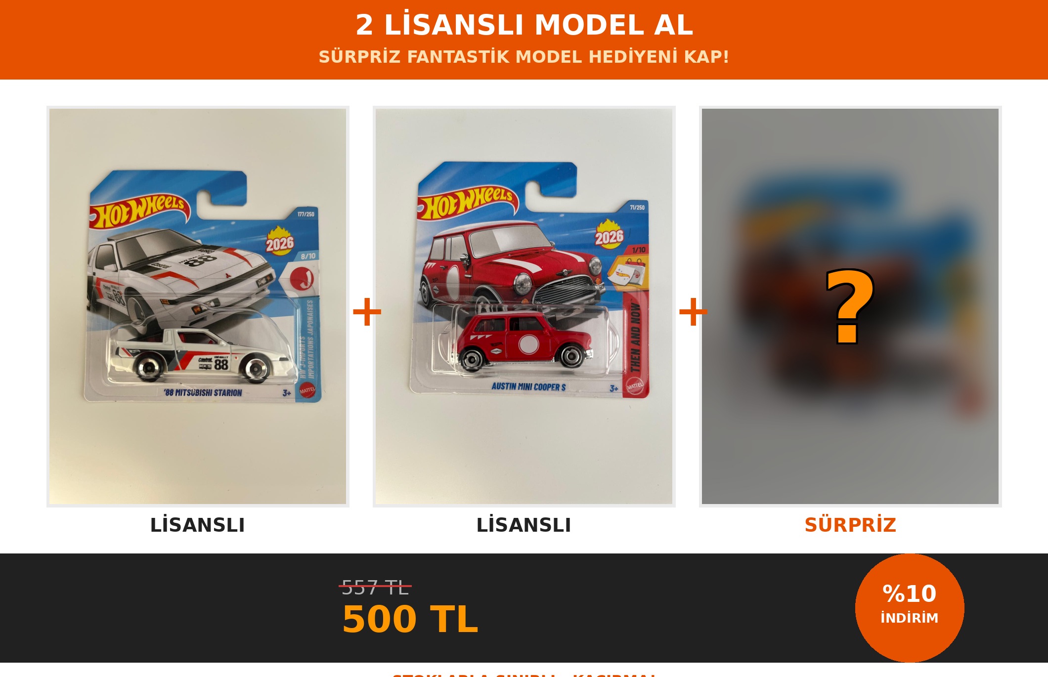 2 lisanslı model al süpriz fantastik model hediyeni kap
